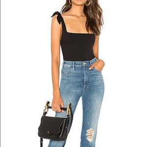 Free People Tie Shoulder Body Suit in black